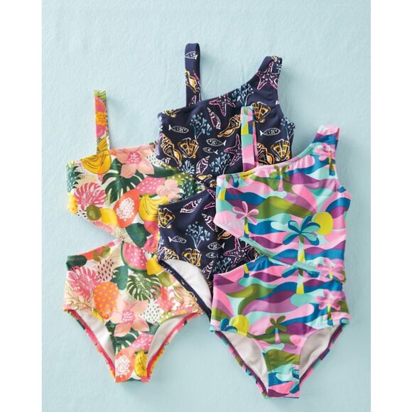 Garnet Hill Girls' Wave Rider Cutout One-Piece Swimsuit SIZE 6 - Picture 2 of 5